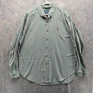 Ralph Lauren Shirt Mens XL Green Plaid Long Sleeve Button Front Casual Woven
